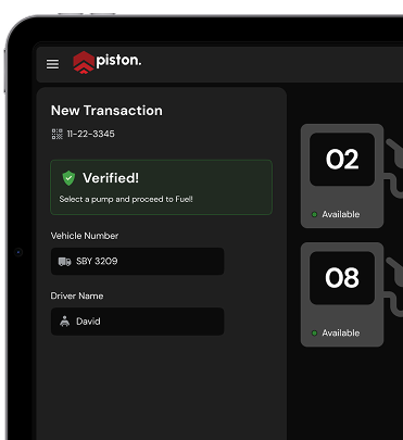 Fleet drivers using PistonPay’s secure cardless mobile digital platform to scan, pay, and manage fueling transactions instantly